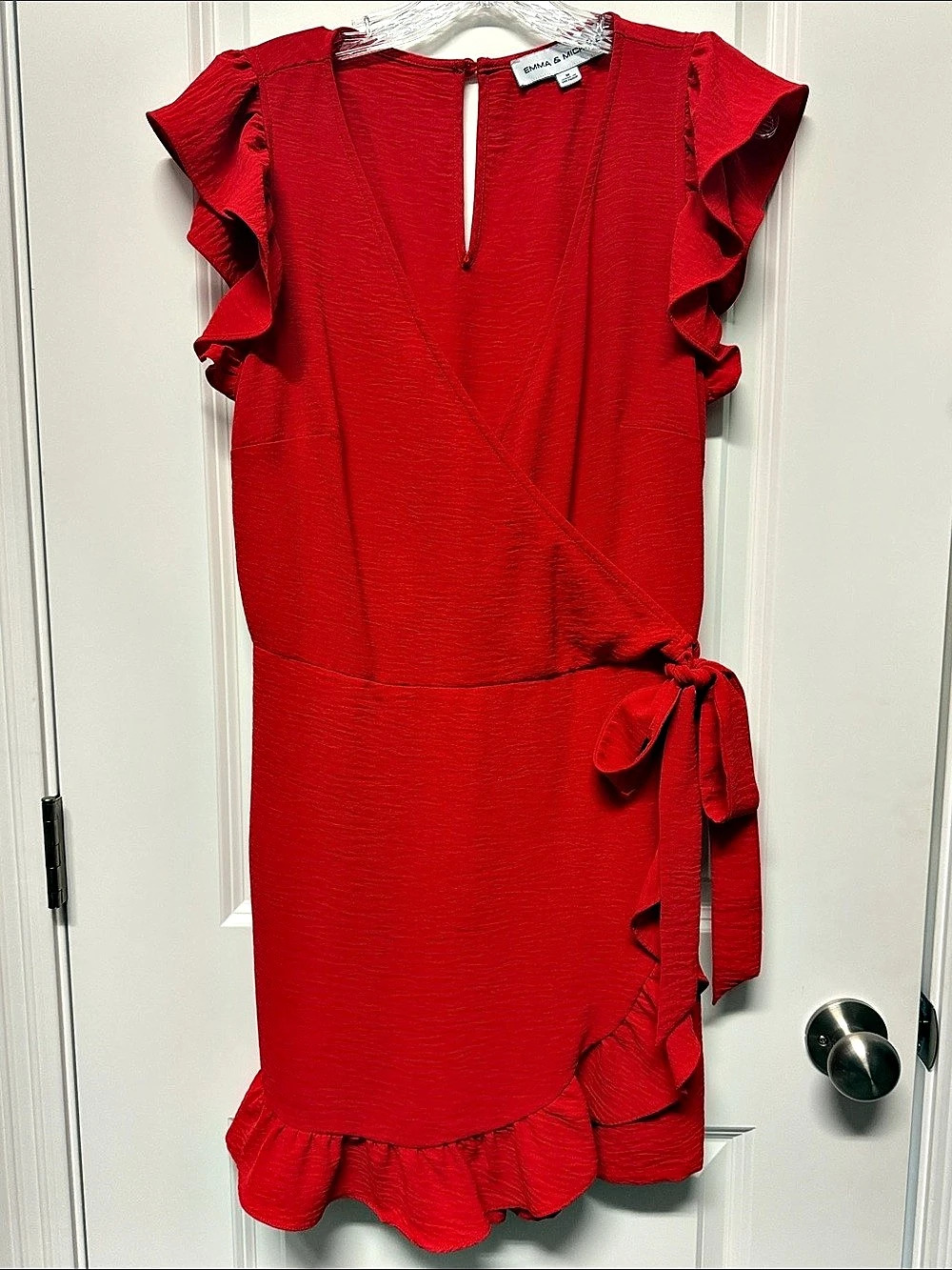 Emma & Michele Red Ruffle Mini Dress Like New Size M